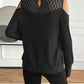Lace Detail Mock Neck Cold Shoulder T-Shirt