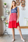 Heimish Full Size US Flag Theme Contrast Tank Dress *