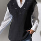 Pearl Trim V-Neck Sweater Vest