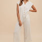 Annie Wear Button Detail Wide Leg Jumpsuit with Pockets