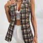 Plaid Button Up Collared Neck Vest