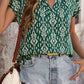 Printed Notched Short Sleeve Blouse