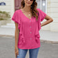 Full Size Ruffled V-Neck Short Sleeve Top