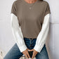 Perfee Round Neck Striped Sleeve Sweatshirt