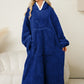 Pocketed Contrast Long Sleeve Hooded Lounge Dress