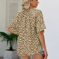 Leopard Notched Half Sleeve Blouse