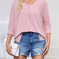 Full Size Textured Round Neck Three-Quarter Sleeve Blouse