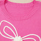 Bow Round Neck Dropped Shoulder Sweater