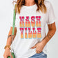 Letter Graphic Round Neck Short Sleeve T-Shirt