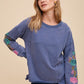 Annie Wear Embroidered Long Sleeve French Terry Top