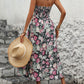 Smocked Printed Halter Neck Midi Dress