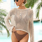 SO SUMMER Long Sleeve Round Neck Openwork Cover-Up