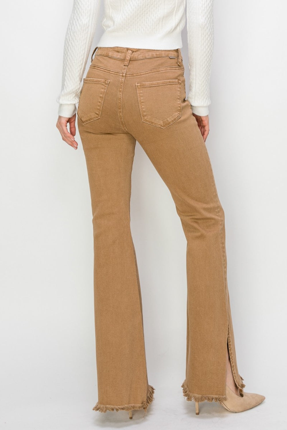 RISEN Bailey Full Size High Waist Side Slit Flare Jeans *