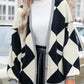 Color Block Button Down Long Sleeve Cardigan