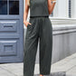 Lovelet Plaid Round Neck Sleeveless Top and Pants Set
