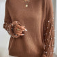 Pearl Detail Round Neck Long Sleeve Sweater