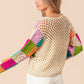 BiBi Multi Color Checkered Long Sleeve Knit Top - Brand BiBi