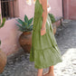 Tiered Frill V-Neck Sleeveless Midi Dress