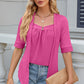 Full Size Eyelet Half Sleeve T-Shirt