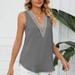 Contrast Trim Plunge Sleeveless Blouse