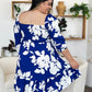 Double Take Full Size Floral Ruffle Hem Smocked Dress