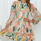 Printed Mock Neck Balloon Sleeve Mini Dress