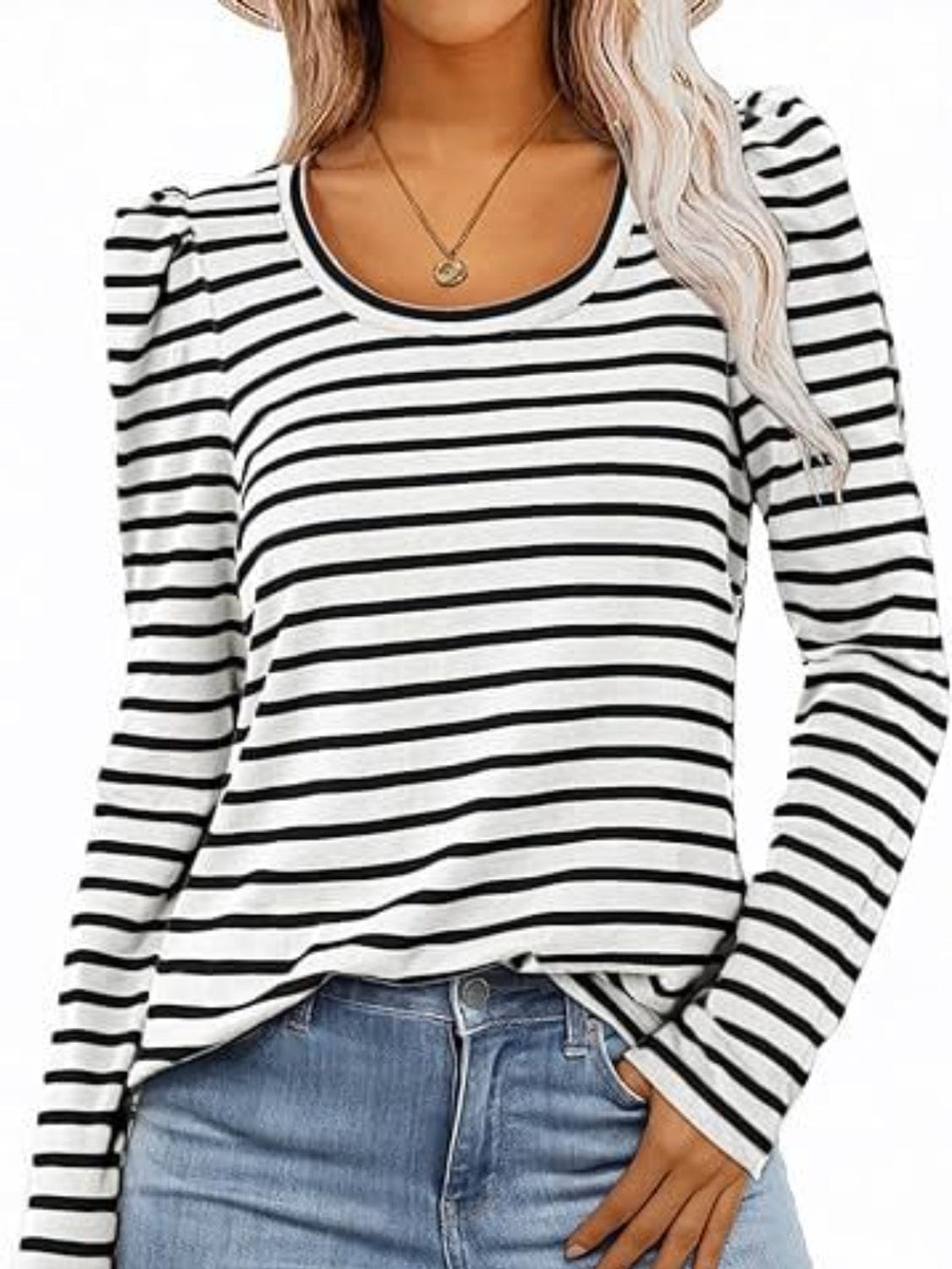 Full Size Striped Round Neck Long Sleeve T-Shirt