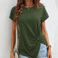 Full Size Asymmetric Hem Round Neck T-Shirt