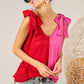 BiBi Shoulder Ribbon Tied Contrast Tank - Brand BiBi