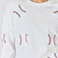 Sequin Baseball Round Neck Dropped Shoulder Sweatshirt