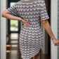 Chevron Round Neck Short Sleeve Knit Dress