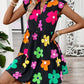 Ruffled Printed Notched Cap Sleeve Dress