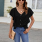 Full Size Ruffled V-Neck Short Sleeve Top