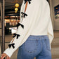 Bow V-Neck Cutout Sleeve Cardigan