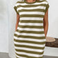 Contrast Striped Round Neck Short Sleeve Mini Dress