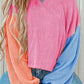 Color Block Round Neck Long Sleeve Top