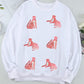 Full Size Leopard Round Neck White Long Sleeve Sweatshirt