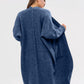 Pocketed Open Front Long Sleeve Longline Cardigan
