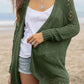 Openwork Side Slit Open Front Long Sleeve Cardigan
