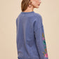 Annie Wear Embroidered Long Sleeve French Terry Top