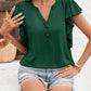 Full Size Ruffled Notched Cap Sleeve T-Shirt