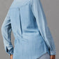 Collared Neck Roll-Tab Sleeve Denim Top
