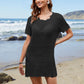 Openwork Round Neck Short Sleeve Cover-UP