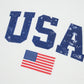 US Flag White Corded Long Sleeve Sweatshirt