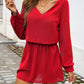Cutout V-Neck Long Sleeve Mini Dress