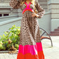 Leopard V-Neck Long Sleeve Maxi Dress