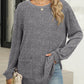 Full Size Pocketed Round Neck Long Sleeve T-Shirt