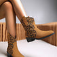 Leopard Suede Block Heel Boots