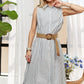 ADORA Striped Button Down Sleeveless Midi Dress