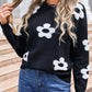 Flower Round Neck Long Sleeve Sweater